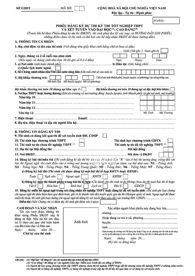 Những lỗi sai cơ bản nhưng thí sinh thường gặp khi điền phiếu đăng ký dự thi tốt nghiệp THPT và hướng dẫn cách viết đúng nhất - Ảnh 1.