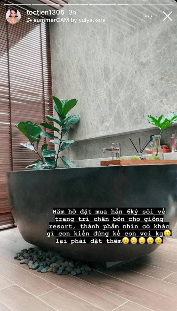Tóc Tiên quá nặng nợ với bồn tắm: Mua 6kg sỏi về trang trí để rồi nhận thành quả như... trò đùa - Ảnh 2.