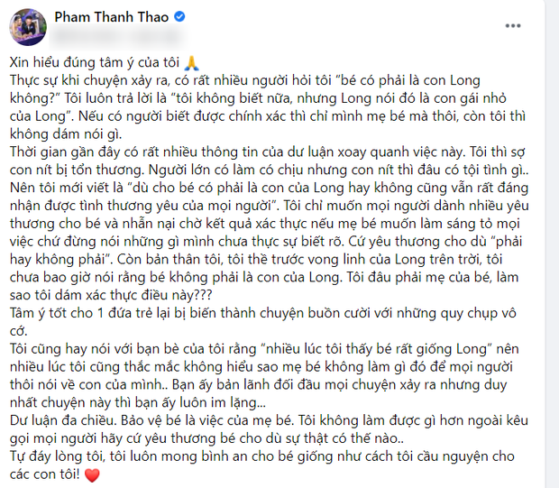 Phạm Thanh Thảo lên tiếng nói rõ chuyện nghi ngờ huyết thống con của cố NS Vân Quang Long, vẫn băn khoăn 1 điểm về Linh Lan - Ảnh 2.