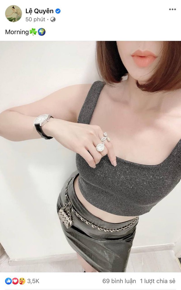 Lệ Quyên chào buổi sáng mà như đại tiệc khoe body và sự giàu có, đống nhẫn và đồng hồ tiền tỷ lóe sáng mà choáng - Ảnh 2.