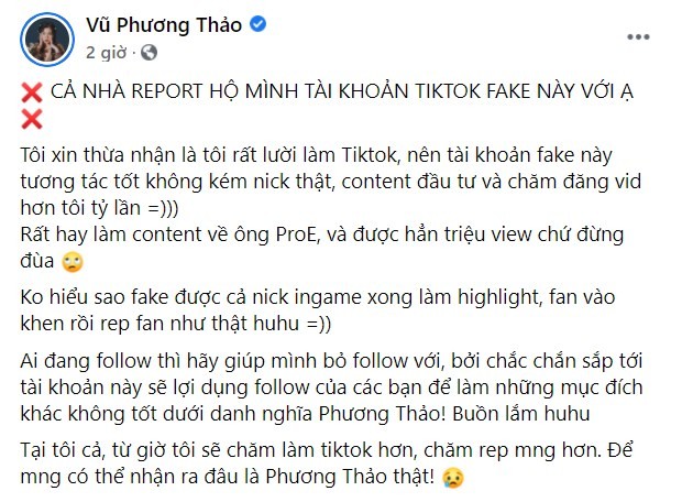 Góc trớ trêu: MC quốc dân của Liên Quân bị giả mạo tài khoản TikTok, nhưng điều đáng nói là tài khoản phake còn tương tác khủng hơn cả chính chủ - Ảnh 1.