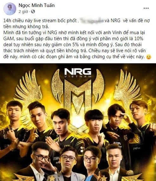 Nóng: NRG bị tố quỵt tiền môi giới khi mua lại GAM Esports, chính chủ lập tức livestream bóc phốt công khai - Ảnh 1.