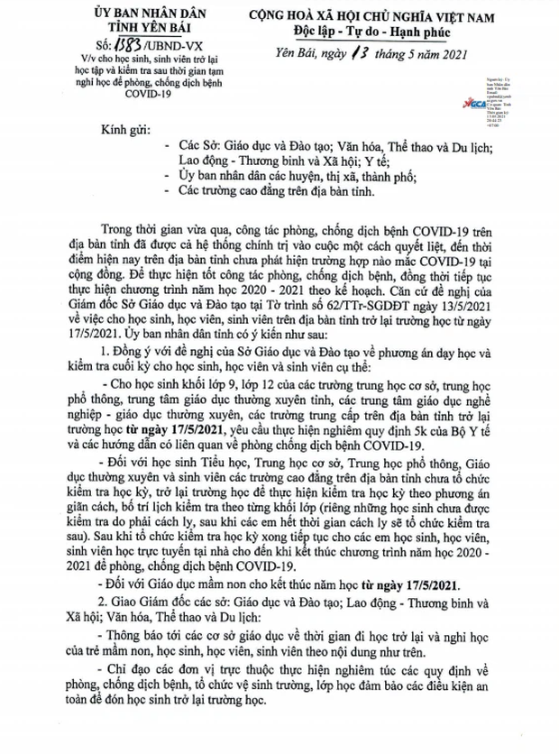 Địa phương thông báo cho học sinh đi học trở lại, bậc mầm non kết thúc năm học từ 17/5 - Ảnh 1.