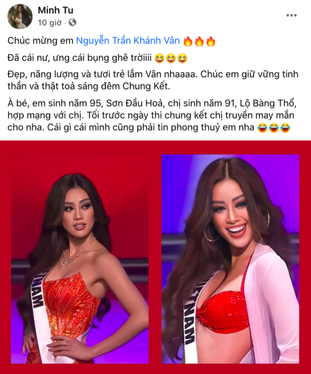 Minh Tú chia sẻ sẽ truyền may mắn cho Khánh Vân trước thềm Chung kết Miss Universe, netizen lại vô cớ mỉa mai - Ảnh 2.