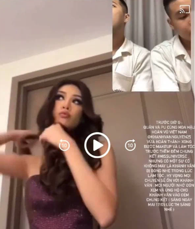 Khánh Vân bị bỏng nhẹ trong lúc làm tóc chuẩn bị cho đêm Chung kết Miss Universe - Ảnh 2. Khánh Vân bị bỏng nhẹ trong lúc làm tóc chuẩn bị cho đêm Chung kết Miss Universe - Ảnh 2.