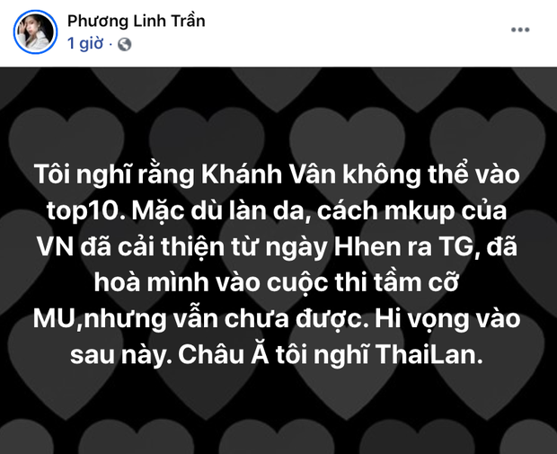 Ca sĩ Phương Linh đoán trước kết quả Khánh Vân không thể vào top 10, hé lộ lý do chưa được và so sánh với HHen Niê - Ảnh 2. Ca sĩ Phương Linh đoán trước kết quả Khánh Vân không thể vào top 10, hé lộ lý do chưa được và so sánh với HHen Niê - Ảnh 2.