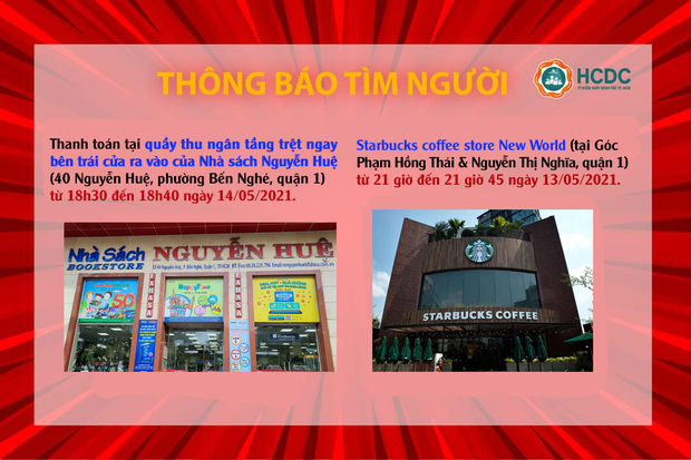 KHẨN: TP.HCM tìm người đến Nhà sách Nguyễn Huệ và Starbucks quận 1 vì liên quan đến 2 ca nhiễm Covid-19 - Ảnh 1. KHẨN: TP.HCM tìm người đến Nhà sách Nguyễn Huệ và Starbucks quận 1 vì liên quan đến 2 ca nhiễm Covid-19 - Ảnh 1.