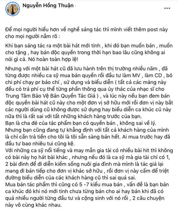 Nguyễn Hồng Thuận lên tiếng sau bài đăng tranh cãi: “Việc triệt đường biểu diễn của khách hàng cũ là sai quá sai” - Ảnh 2.
