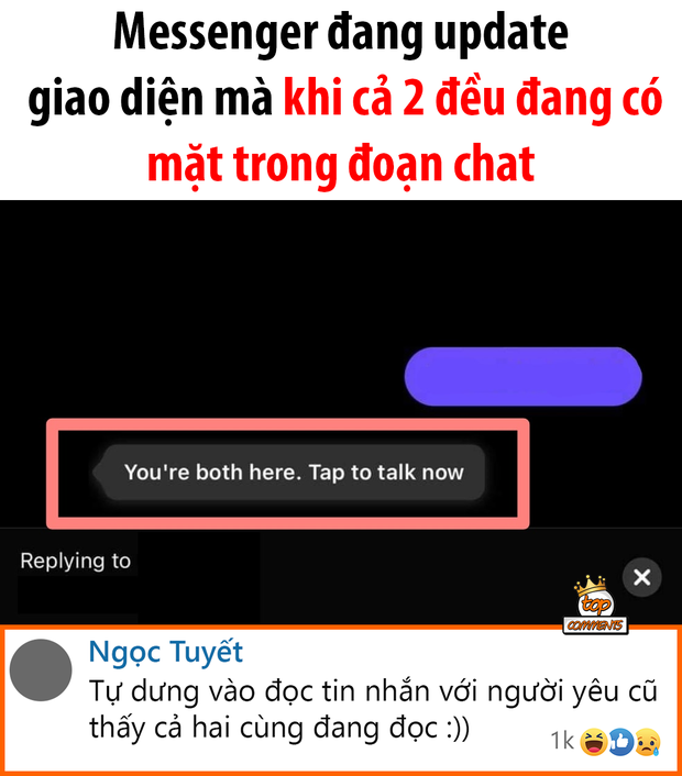 Messenger vừa cập nhật tính năng mới: Thông báo ngay khi cả 2 đều đang có mặt trong đoạn chat - Ảnh 1.