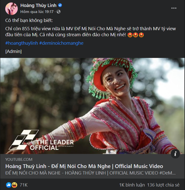 Hoàng Thuỳ Linh mới tuyển admin Gen Z đấy à, tạo nét duyên dáng khiến netizen tự cày chả mấy mà có MV tỷ view đầu tiên của Việt Nam - Ảnh 1. Hoàng Thuỳ Linh mới tuyển admin Gen Z đấy à, tạo nét duyên dáng khiến netizen tự cày chả mấy mà có MV tỷ view đầu tiên của Việt Nam - Ảnh 1.