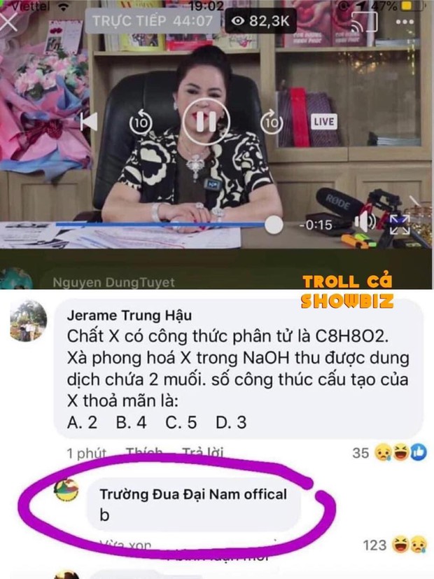 Mông lung như 1 trò đùa: Fan hỏi ké bài tập trong livestream Phương Hằng, fanpage Trường Đua Đại Nam đáp trả ngay và luôn! - Ảnh 1.