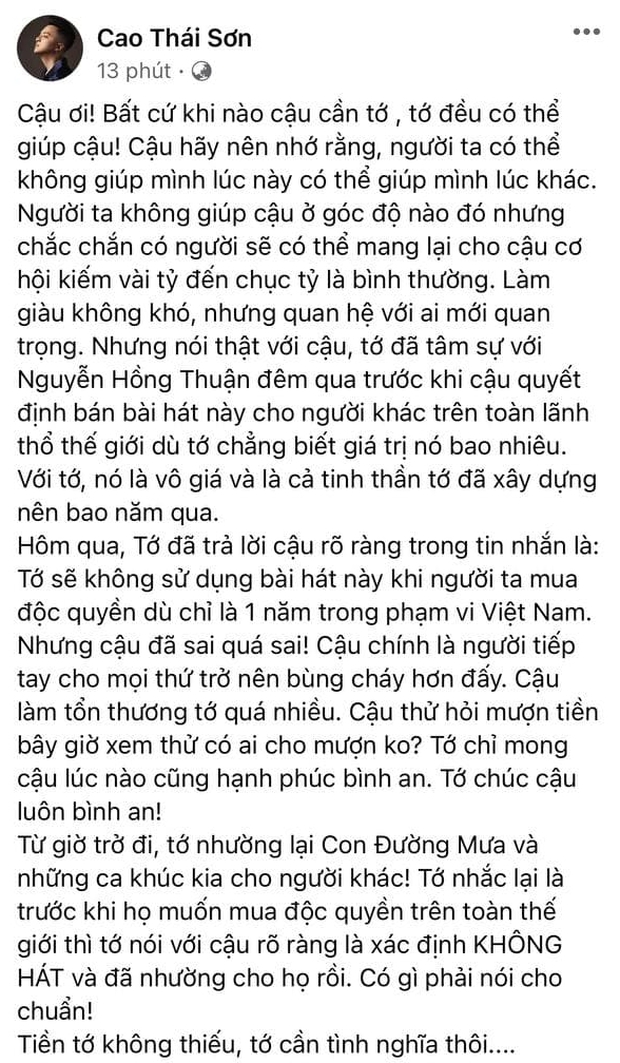 Cao Thái Sơn gửi tâm thư đến Nguyễn Văn Chung: Cậu đã sai quá sai! Cậu chính là người tiếp tay cho mọi thứ bùng cháy hơn - Ảnh 2. Cao Thái Sơn gửi tâm thư đến Nguyễn Văn Chung: Cậu đã sai quá sai! Cậu chính là người tiếp tay cho mọi thứ bùng cháy hơn - Ảnh 2.