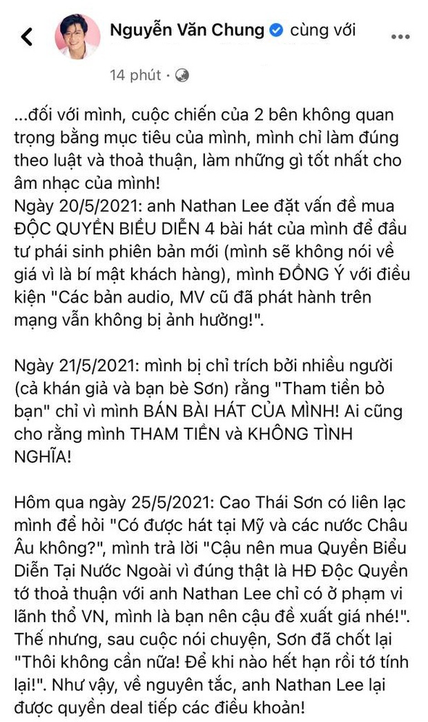 Biến mới: Nathan Lee đã mua độc quyền vô thời hạn nhạc Nguyễn Văn Chung trên mọi lãnh thổ, Cao Thái Sơn chính thức mất trắng loạt hit - Ảnh 3. Biến mới: Nathan Lee đã mua độc quyền vô thời hạn nhạc Nguyễn Văn Chung trên mọi lãnh thổ, Cao Thái Sơn chính thức mất trắng loạt hit - Ảnh 3.