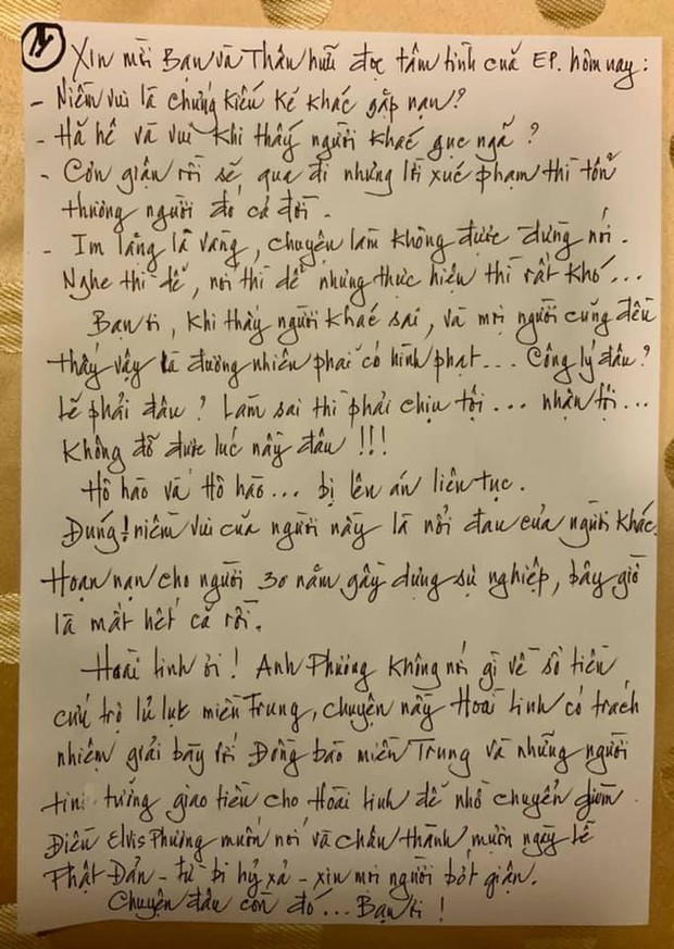 Rất nhiều sao Việt bảo vệ NS Hoài Linh giữa lùm xùm nhưng không ai như Elvis Phương, viết hẳn 5 trang thư tay đầy chân thành - Ảnh 2.