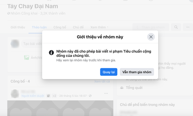 Người tham gia Tẩy chay Đại Nam bất ngờ bị cảnh báo vì có sự vi phạm tiêu chuẩn cộng đồng, tuy nhiên số thành viên vẫn tiếp tục tăng? - Ảnh 1. Người tham gia Tẩy chay Đại Nam bất ngờ bị cảnh báo vì có sự vi phạm tiêu chuẩn cộng đồng, tuy nhiên số thành viên vẫn tiếp tục tăng? - Ảnh 1.
