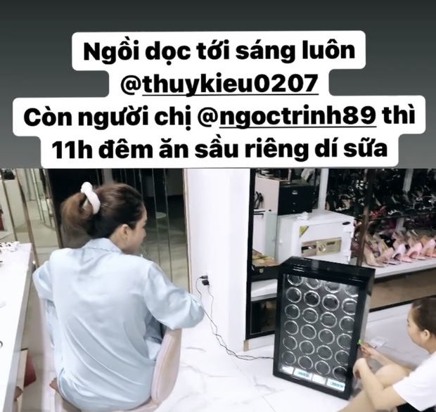 Ngọc Trinh bị tóm sống cảnh ăn sầu riêng lúc nửa đêm, nhìn tướng ngồi mà không nhịn được cười - Ảnh 2.