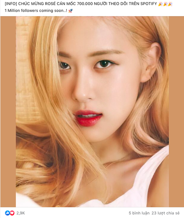 Rosé (BLACKPINK) cán mốc 700.000 người theo dõi trên Spotify - Ảnh 2.