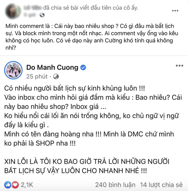 Tranh cãi dữ dội: NTK Đỗ Mạnh Cường đăng status dài bắt bẻ câu chữ, mắng khách bất lịch sự vì 1 câu hỏi “Cái này bao nhiêu shop?” - Ảnh 4.