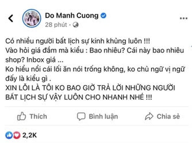 NTK Đỗ Mạnh Cường bị dân mạng gạch đá ầm ầm, căn nguyên vì 1 câu hỏi: Cái này bao nhiêu shop? - Ảnh 1. NTK Đỗ Mạnh Cường bị dân mạng gạch đá ầm ầm, căn nguyên vì 1 câu hỏi: Cái này bao nhiêu shop? - Ảnh 1.