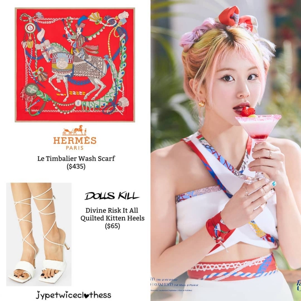 Stylist của TWICE cắt nát khăn Hermès nghìn đô để chế đồ cho idol, kết quả ra sao? - Ảnh 5. Stylist của TWICE cắt nát khăn Hermès nghìn đô để chế đồ cho idol, kết quả ra sao? - Ảnh 5.