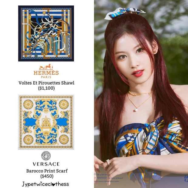 Stylist của TWICE cắt nát khăn Hermès nghìn đô để chế đồ cho idol, kết quả ra sao? - Ảnh 7. Stylist của TWICE cắt nát khăn Hermès nghìn đô để chế đồ cho idol, kết quả ra sao? - Ảnh 7.