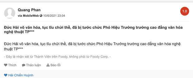 Quán phở của NS Đức Hải bị bão đánh giá 1 sao vì drama phát ngôn thô tục, điểm kinh doanh khác trùng tên cũng bị vạ lây? - Ảnh 3. Quán phở của NS Đức Hải bị bão đánh giá 1 sao vì drama phát ngôn thô tục, điểm kinh doanh khác trùng tên cũng bị vạ lây? - Ảnh 3.