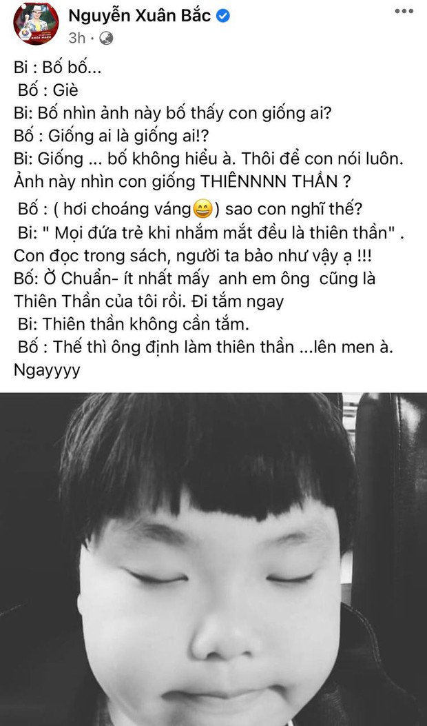 Tự ví von mình là thiên thần để không phải tắm, Bi Béo nhà Xuân Bắc bị bố phản dame một câu nghe ngượng chín mặt - Ảnh 2. Tự ví von mình là thiên thần để không phải tắm, Bi Béo nhà Xuân Bắc bị bố phản dame một câu nghe ngượng chín mặt - Ảnh 2.