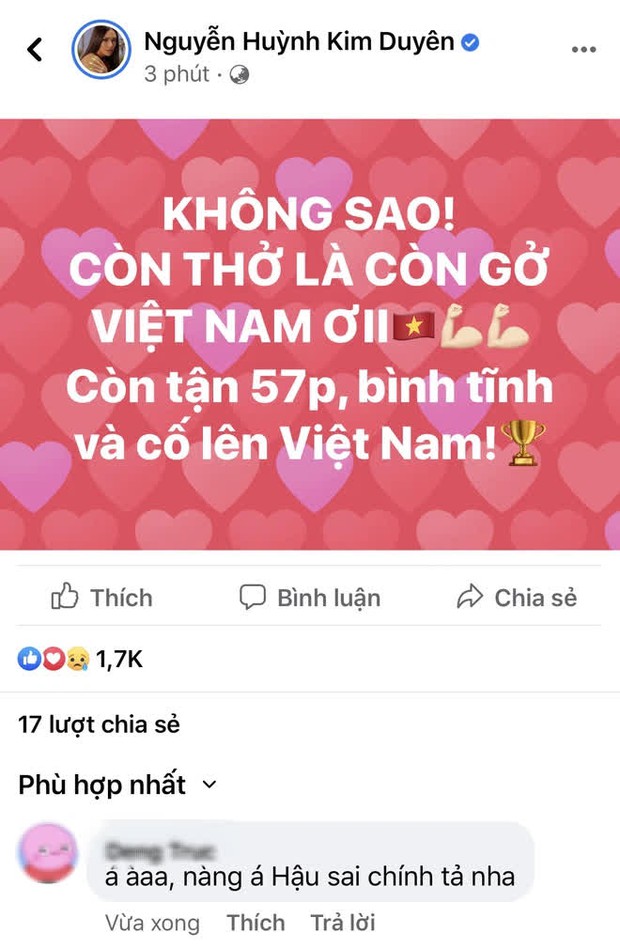 Động viẽn đội tuyển Việt Nam nhưng Á hậu Kim Duyên lại mắc lỗi sai khiến cư dân mạng nhắc nhở ngay! - Ảnh 2.