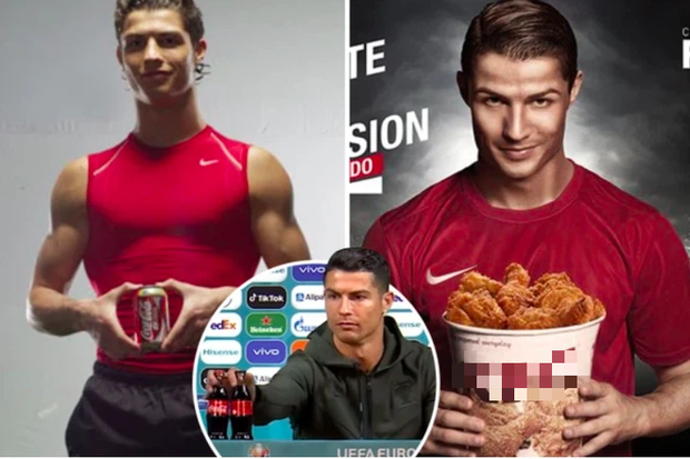 Ronaldo nói đạo lý healthy bị dân tình bóc mẽ: Kiếm hàng nghìn tỷ đồng nhờ quảng cáo sản phẩm không lành mạnh, từ nước có ga, gà rán đến máy rung tạo 6 múi - Ảnh 5. Ronaldo nói đạo lý healthy bị dân tình bóc mẽ: Kiếm hàng nghìn tỷ đồng nhờ quảng cáo sản phẩm không lành mạnh, từ nước có ga, gà rán đến máy rung tạo 6 múi - Ảnh 5.