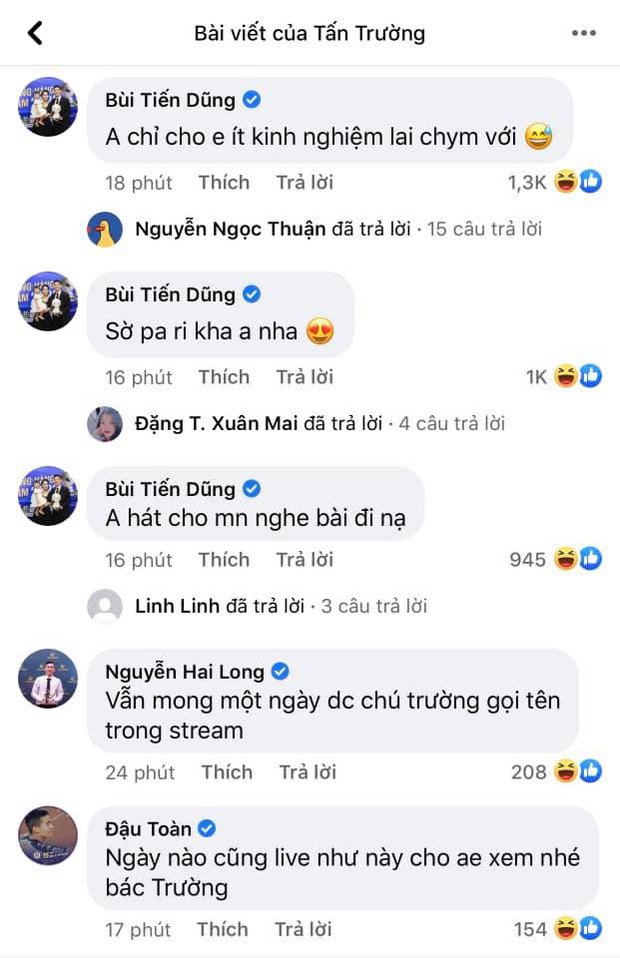 Ông chú Tấn Trường livestream thôi mà được cả dàn trai đẹp tuyển quốc gia vào bình luận tăng tương tác chóng mặt - Ảnh 3.