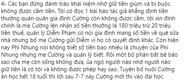 Tiền thưởng của Hồ Văn Cường đúng là do quản lý Phi Nhung giữ nhưng mẹ ruột muốn rút khi nào cũng được? - Ảnh 3. Tiền thưởng của Hồ Văn Cường đúng là do quản lý Phi Nhung giữ nhưng mẹ ruột muốn rút khi nào cũng được? - Ảnh 3.
