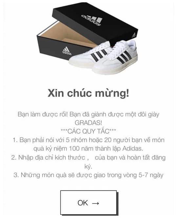 Cảnh báo: Xuất hiện đường link giả mạo Adidas để lừa đảo trên Facebook, nhiều người sập bẫy chỉ vì phần quà rất giá trị - Ảnh 2.