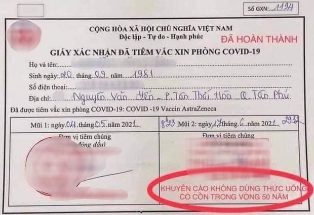 Thực hư Khuyến cáo không dùng thức uống có cồn trong vòng 50 năm sau tiêm vắc-xin Covid-19 - Ảnh 1. Thực hư Khuyến cáo không dùng thức uống có cồn trong vòng 50 năm sau tiêm vắc-xin Covid-19 - Ảnh 1.