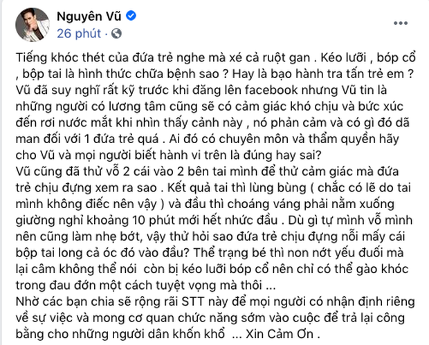 Nguyên Vũ đăng clip ông Võ Hoàng Yên chữa bệnh cho 1 bé gái, bức xúc lên tiếng: Kéo lưỡi, bóp cổ, bộp tai là hình thức chữa bệnh sao? - Ảnh 2.