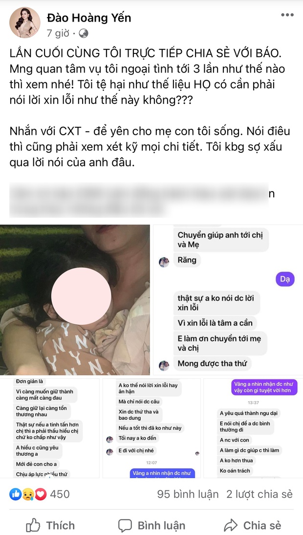 “Cô Xuyến” Hoàng Yến tung loạt tin nhắn hối lỗi của chồng cũ thứ 4, hoá ra là để minh oan vụ bị tố ngoại tình chấn động? - Ảnh 3.