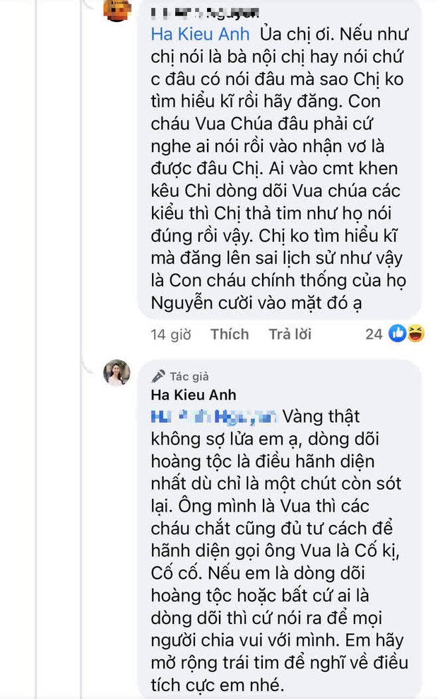 Hoa hậu Hà Kiều Anh đáp trả 1 tràng khi bị netizen thắc mắc về drama tự nhận là công chúa đời thứ 7 triều Nguyễn - Ảnh 4.