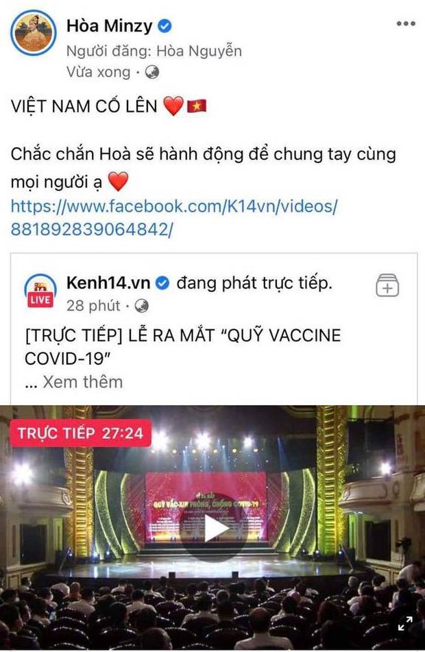Cả showbiz và dàn KOLs Việt hướng về buổi ra mắt Quỹ vaccine phòng Covid-19, chuyển khoản nóng đóng góp hàng triệu đồng - Ảnh 10. Cả showbiz và dàn KOLs Việt hướng về buổi ra mắt Quỹ vaccine phòng Covid-19, chuyển khoản nóng đóng góp hàng triệu đồng - Ảnh 10.