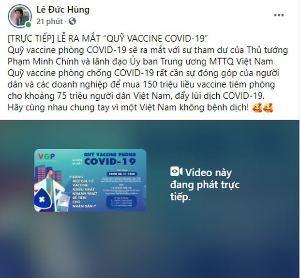 Cả showbiz và dàn KOLs Việt hướng về buổi ra mắt Quỹ vaccine phòng Covid-19, chuyển khoản nóng đóng góp hàng triệu đồng - Ảnh 14. Cả showbiz và dàn KOLs Việt hướng về buổi ra mắt Quỹ vaccine phòng Covid-19, chuyển khoản nóng đóng góp hàng triệu đồng - Ảnh 14.