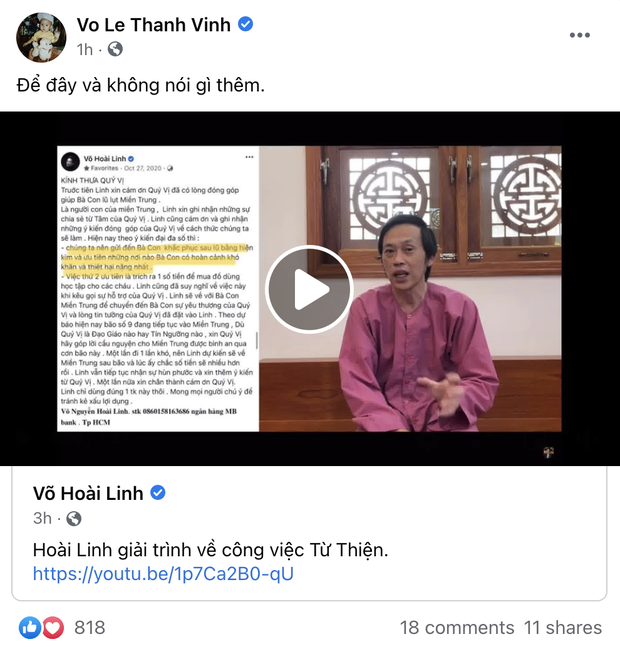 Hậu lùm xùm mắng khán giả là lũ vô ơn, con trai Hoài Linh lên tiếng chốt hạ drama bằng hành động ủng hộ bố mình - Ảnh 1. Hậu lùm xùm mắng khán giả là lũ vô ơn, con trai Hoài Linh lên tiếng chốt hạ drama bằng hành động ủng hộ bố mình - Ảnh 1.