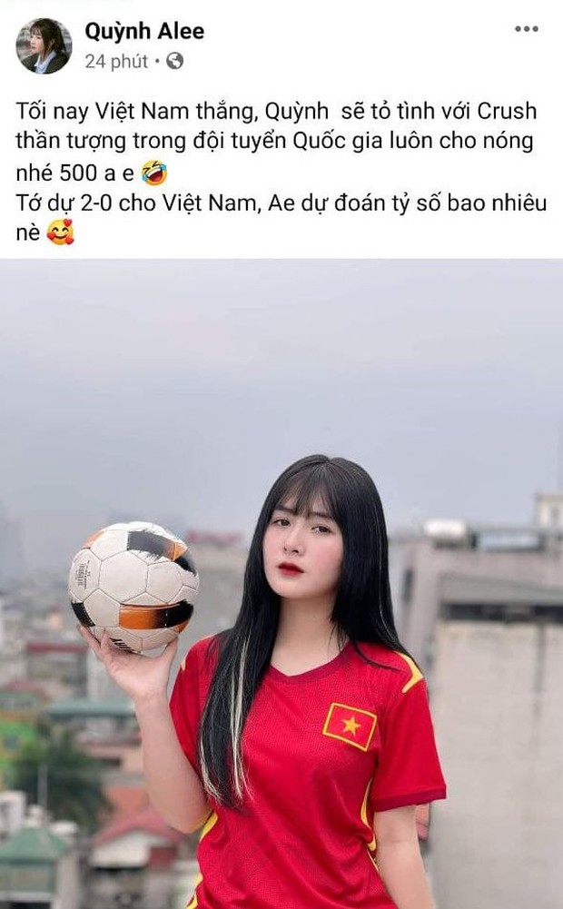 Nữ streamer Quỳnh Alee bất ngờ tuyên bố sẽ làm việc đại sự với tuyển thủ quốc gia nếu Việt Nam thắng Indonesia - Ảnh 1.