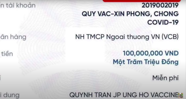 Quỳnh Trần JP ủng hộ 100 triệu vào Quỹ vaccine phòng Covid-19: Nghe hoàn cảnh đằng sau càng đáng tuyên dương hơn! - Ảnh 1. Quỳnh Trần JP ủng hộ 100 triệu vào Quỹ vaccine phòng Covid-19: Nghe hoàn cảnh đằng sau càng đáng tuyên dương hơn! - Ảnh 1.