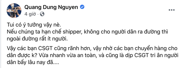 Đạo diễn Quang Dũng bị chỉ trích dữ dội vì đề xuất CSGT làm shipper mùa dịch, loạt sao Việt hưởng ứng cũng nhận “gạch đá” - Ảnh 2.