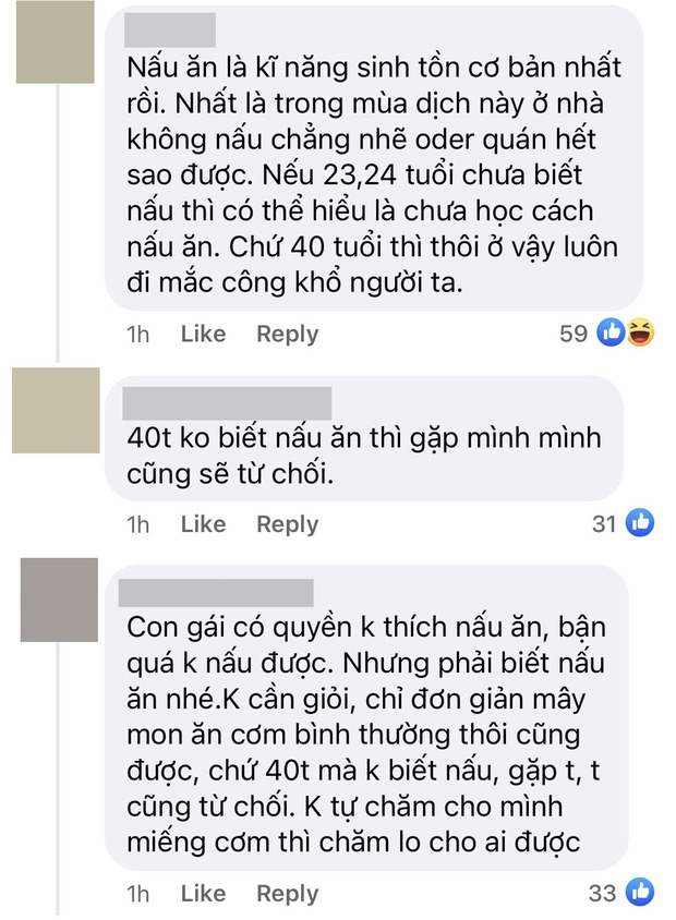 Netizen tranh cãi chuyện người phụ nữ U40 bị từ chối vì không biết nấu ăn: Hari Won cũng bị lôi vào cuộc! - Ảnh 3. Netizen tranh cãi chuyện người phụ nữ U40 bị từ chối vì không biết nấu ăn: Hari Won cũng bị lôi vào cuộc! - Ảnh 3.