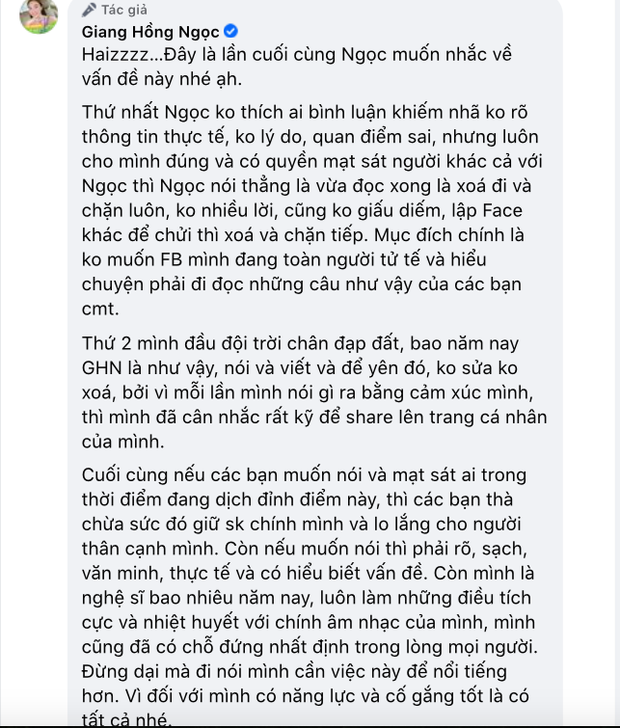 Giang Hồng Ngọc đáp căng khi bị antifan mạt sát, quyết giữ thái độ này đối với đề xuất CSGT làm shipper của Nguyễn Quang Dũng! - Ảnh 3. Giang Hồng Ngọc đáp căng khi bị antifan mạt sát, quyết giữ thái độ này đối với đề xuất CSGT làm shipper của Nguyễn Quang Dũng! - Ảnh 3.