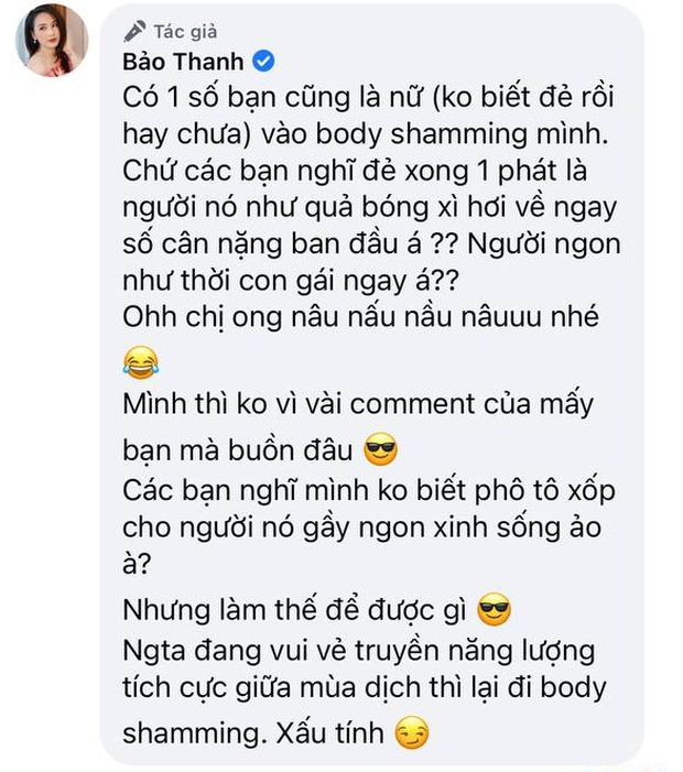 Bảo Thanh tươi tắn khoe sắc vóc hậu sinh con, netizen vào bình phẩm body-shaming liền nổi đoá đáp trả! - Ảnh 2.