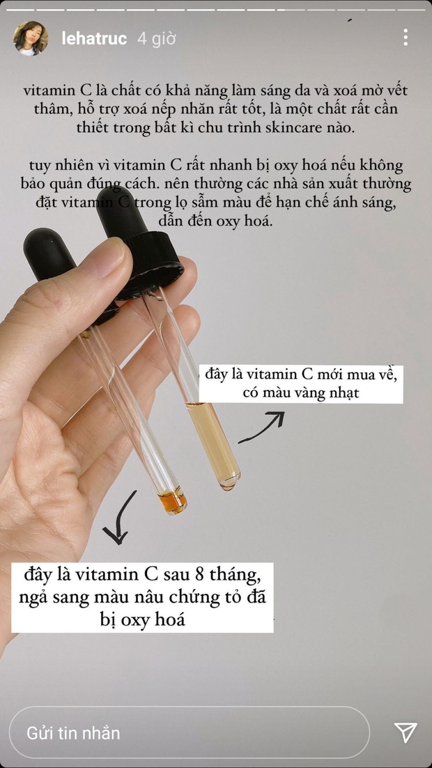 Chủ quan trong việc bảo quản, Hà Trúc phải bỏ tới vài chai serum vitamin C vì hỏng, chị em cũng phải để ý kĩ nhé - Ảnh 3.