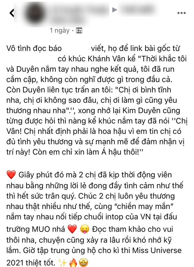 Tranh cãi phát ngôn của Kim Duyên khi nắm tay Khánh Vân tại chung kết Miss Universe 2019: Em kể một đằng, chị thuật lại 1 nẻo? - Ảnh 1.