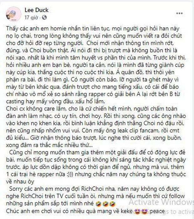 Trước khi chỉ trích King Of Rap cơ cấu rẻ tiền, RichChoi cũng từng bóc phốt Rap Việt khi bị loại ngay vòng gửi xe - Ảnh 7. Trước khi chỉ trích King Of Rap cơ cấu rẻ tiền, RichChoi cũng từng bóc phốt Rap Việt khi bị loại ngay vòng gửi xe - Ảnh 7.