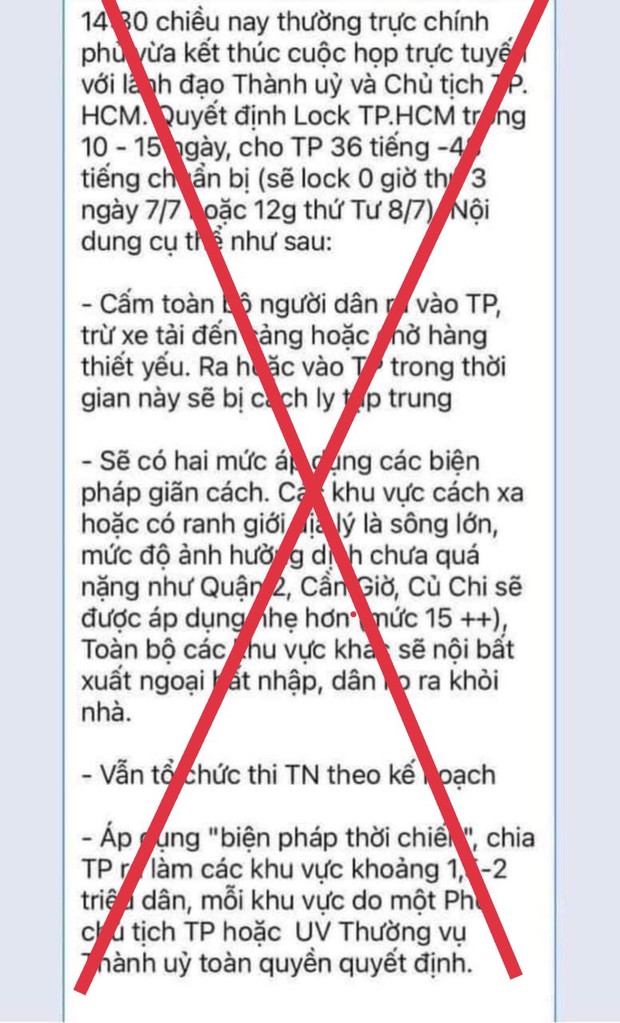 Bác bỏ tin đồn “lock toàn TP.HCM trong 10 đến 15 ngày” - Ảnh 1. Bác bỏ tin đồn “lock toàn TP.HCM trong 10 đến 15 ngày” - Ảnh 1.