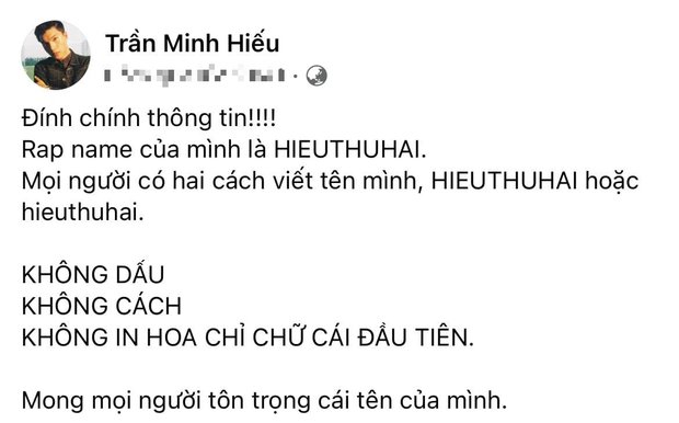 Nhiều người viết sai rap name của HIEUTHUHAI và tlinh, khổ chủ phải đăng đàn giải thích! - Ảnh 2.